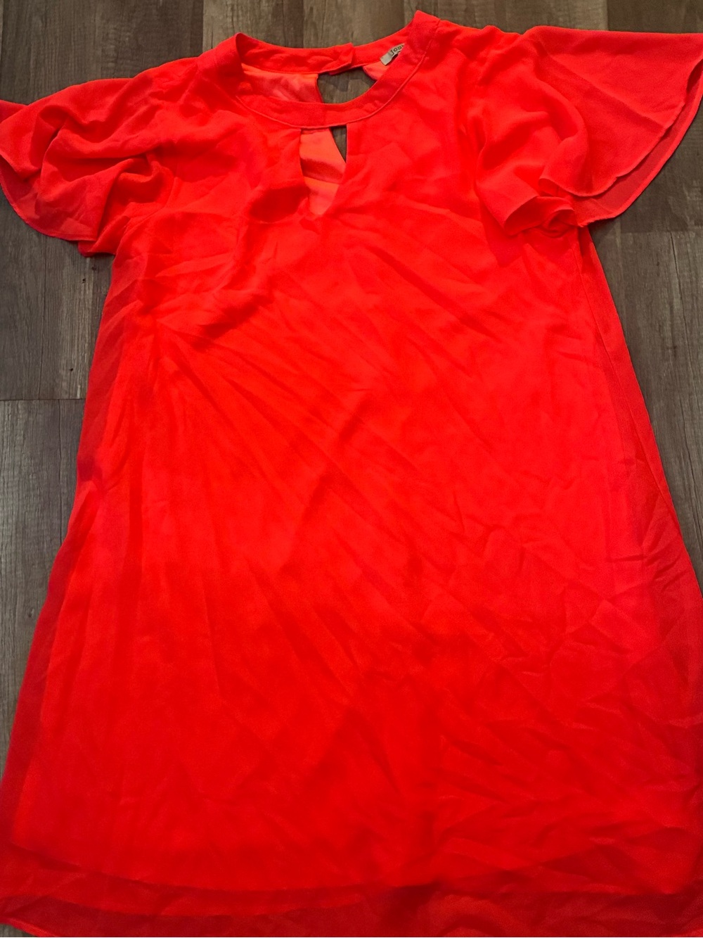 JODIFL Bright Red Mini Dress with Flutter Sleeves